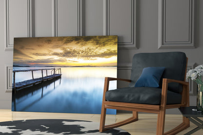 Tropical Bamboo Jetty Glass Wall Art