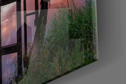 Sunset Footbridge Glass Wall Art