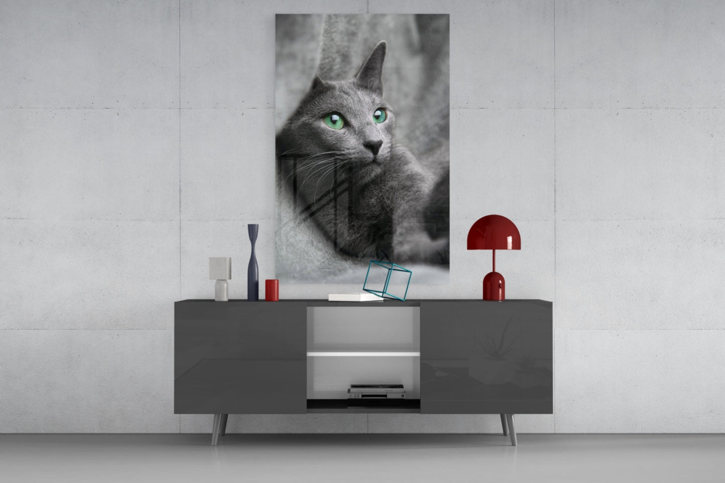 Cat Glass Wall Art, Artistic Cat Lover Decor