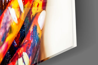 Rainbow Paint Portrait Glass Wall Art