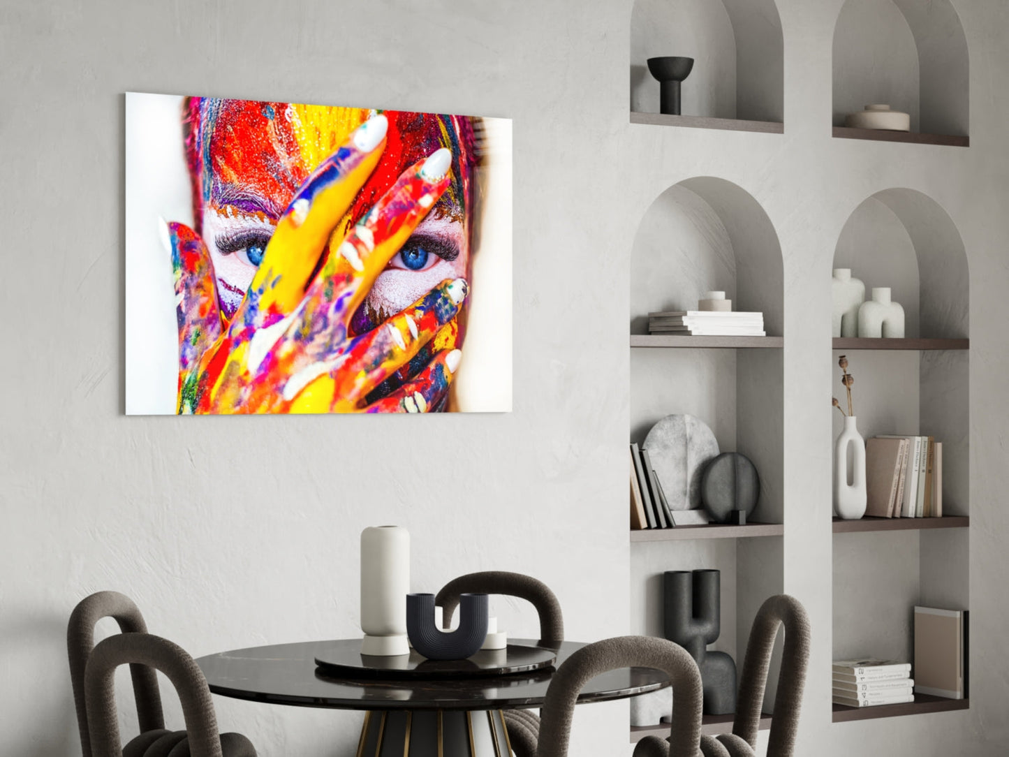 Rainbow Paint Portrait Glass Wall Art