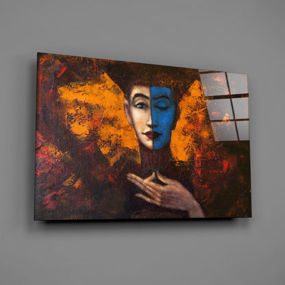 Two-Tone Woman Portrait Glass Wall Art