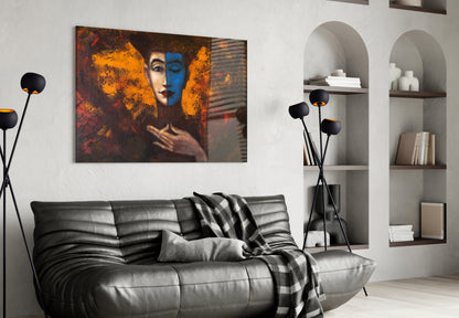 Two-Tone Woman Portrait Glass Wall Art