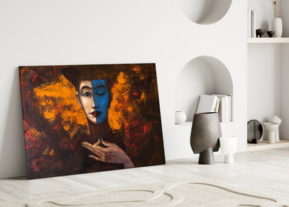 Two-Tone Woman Portrait Glass Wall Art