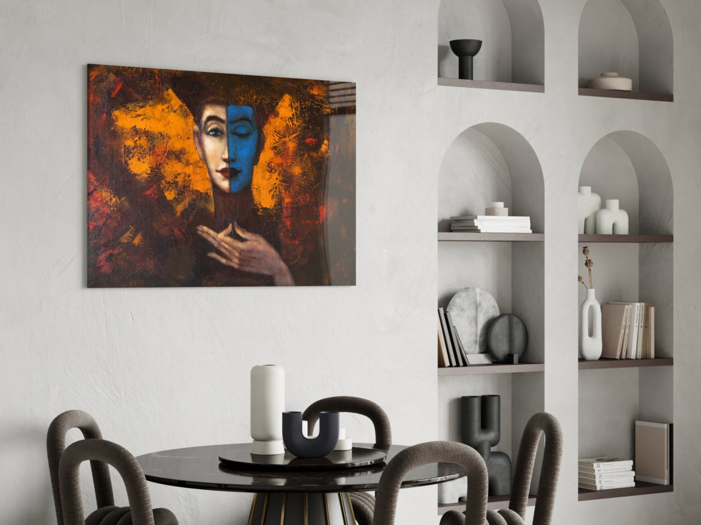 Two-Tone Woman Portrait Glass Wall Art