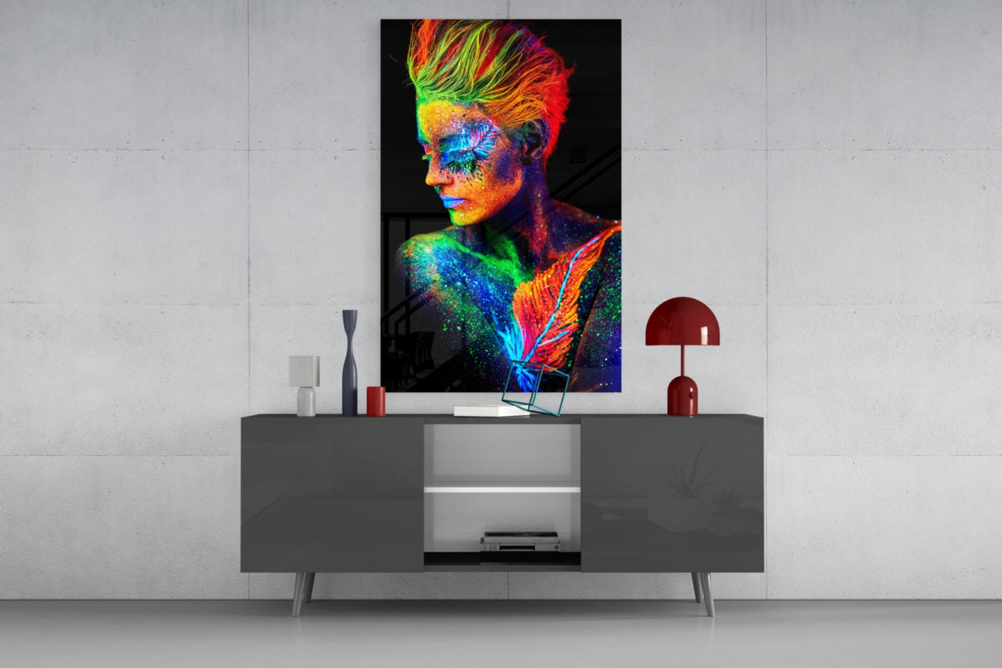 UV Glow Portrait Glass Wall Art