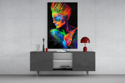 UV Glow Portrait Glass Wall Art