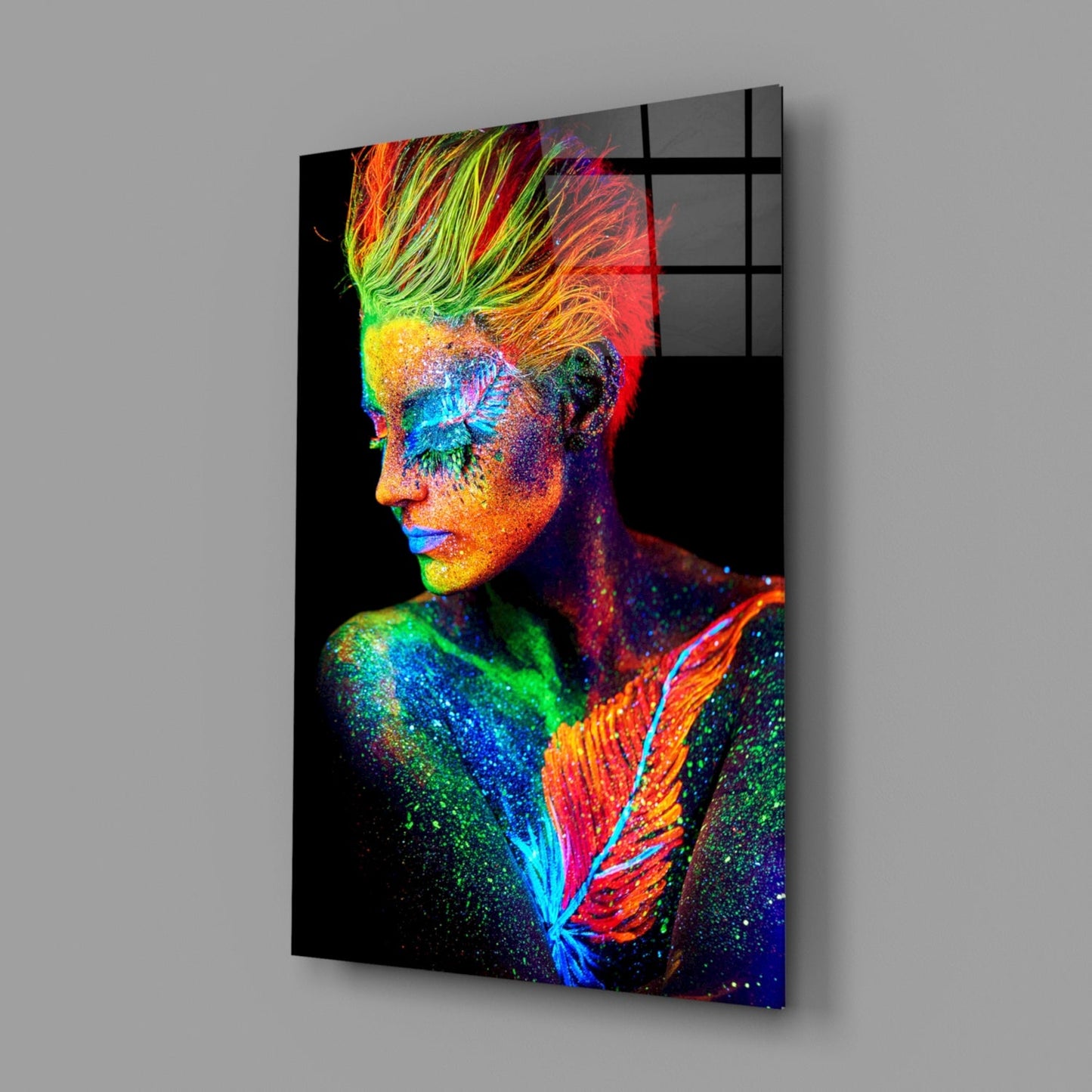 UV Glow Portrait Glass Wall Art