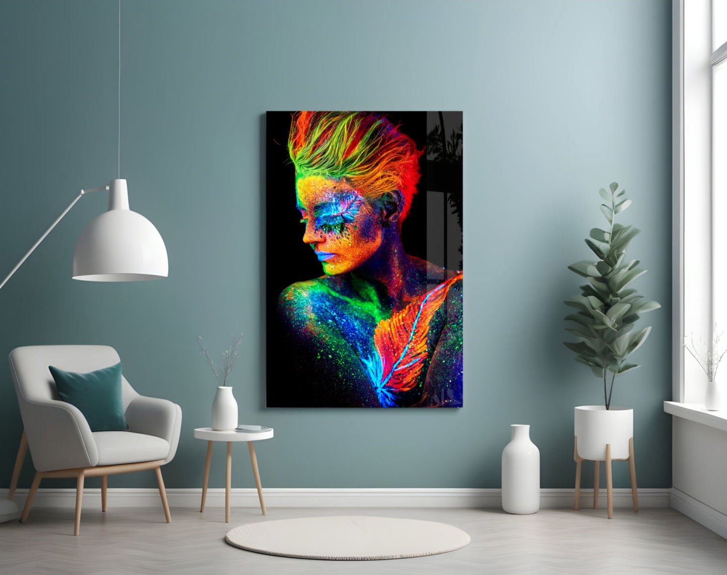 UV Glow Portrait Glass Wall Art