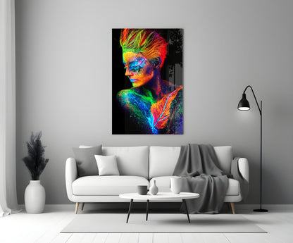 UV Glow Portrait Glass Wall Art