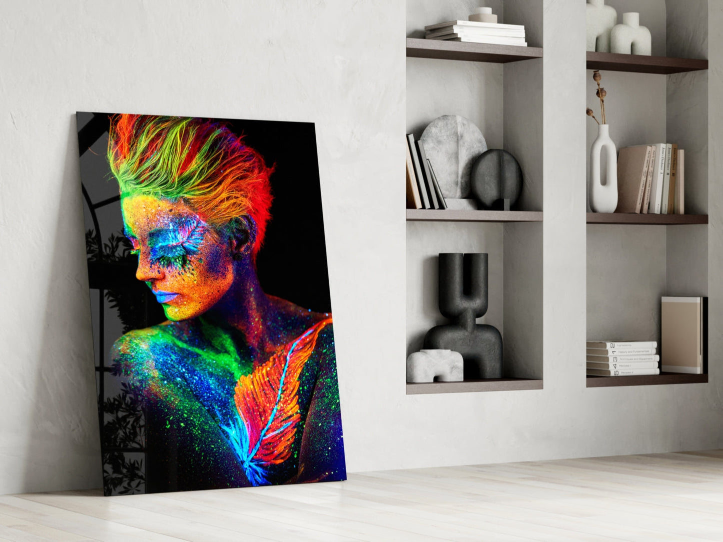 UV Glow Portrait Glass Wall Art
