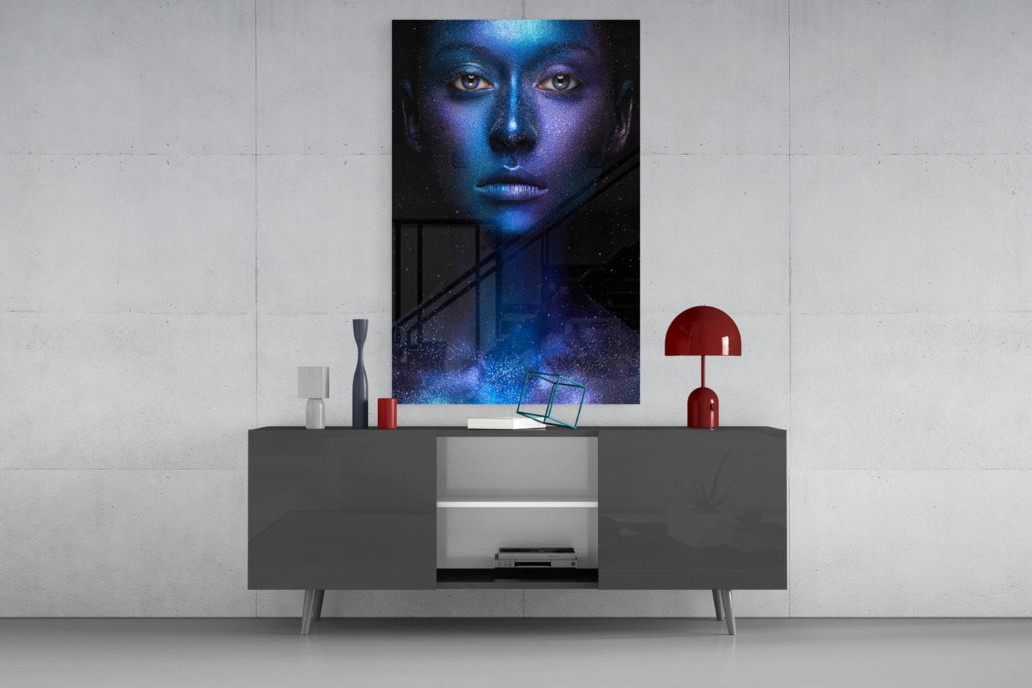 Cosmic Glitter Portrait Glass Wall Art