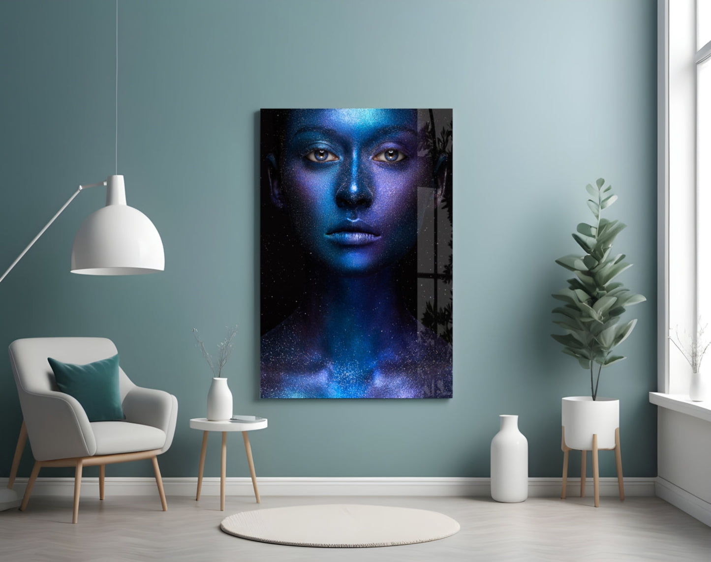 Cosmic Glitter Portrait Glass Wall Art