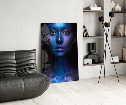 Cosmic Glitter Portrait Glass Wall Art