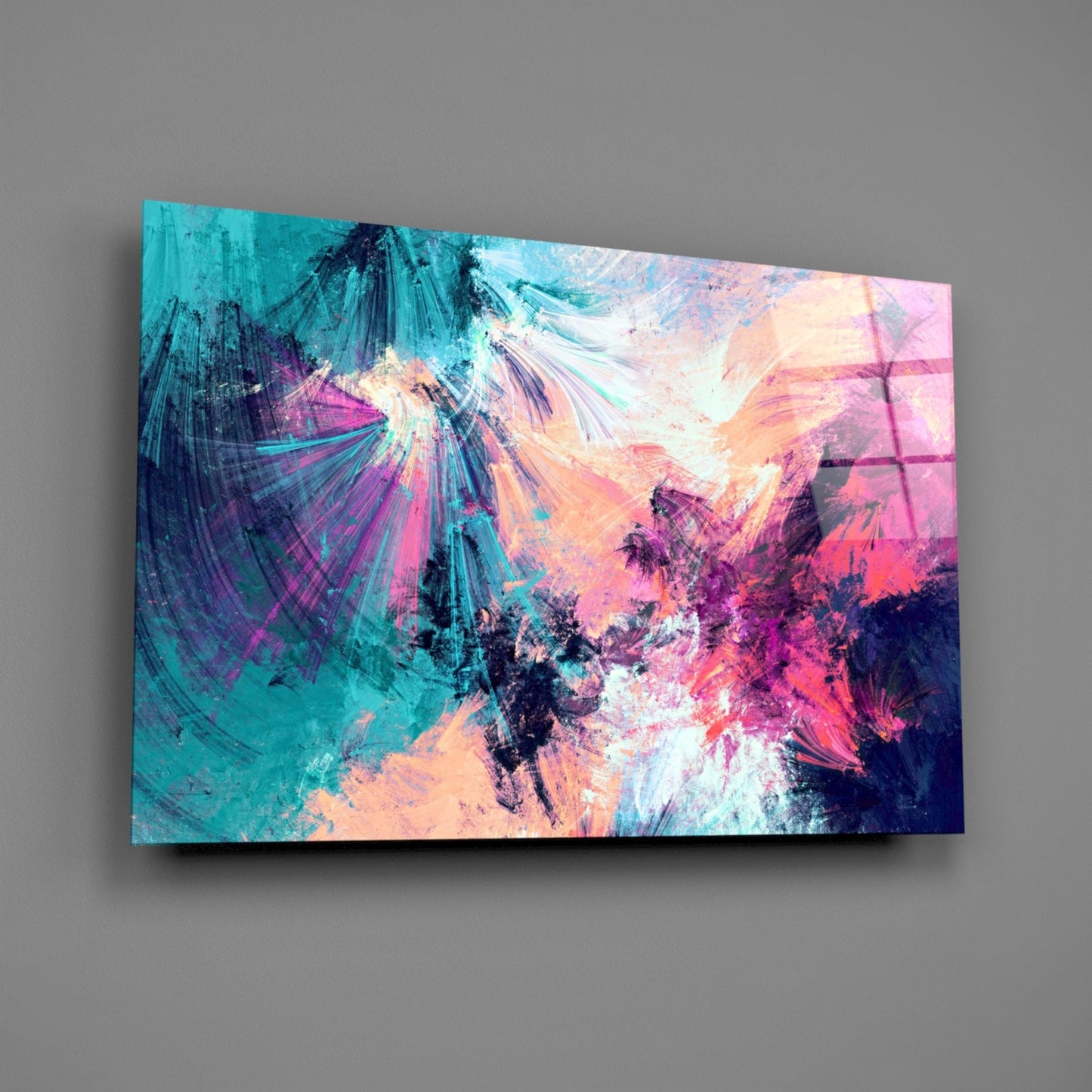 Chromatic Burst Abstract Glass Wall Art