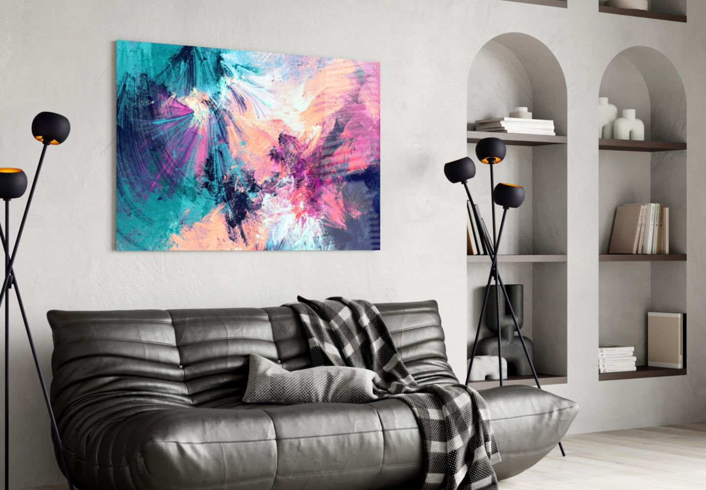 Chromatic Burst Abstract Glass Wall Art