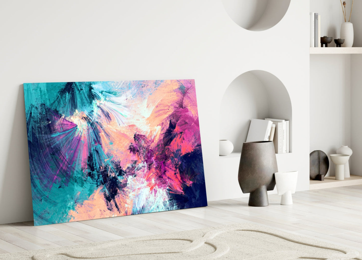 Chromatic Burst Abstract Glass Wall Art
