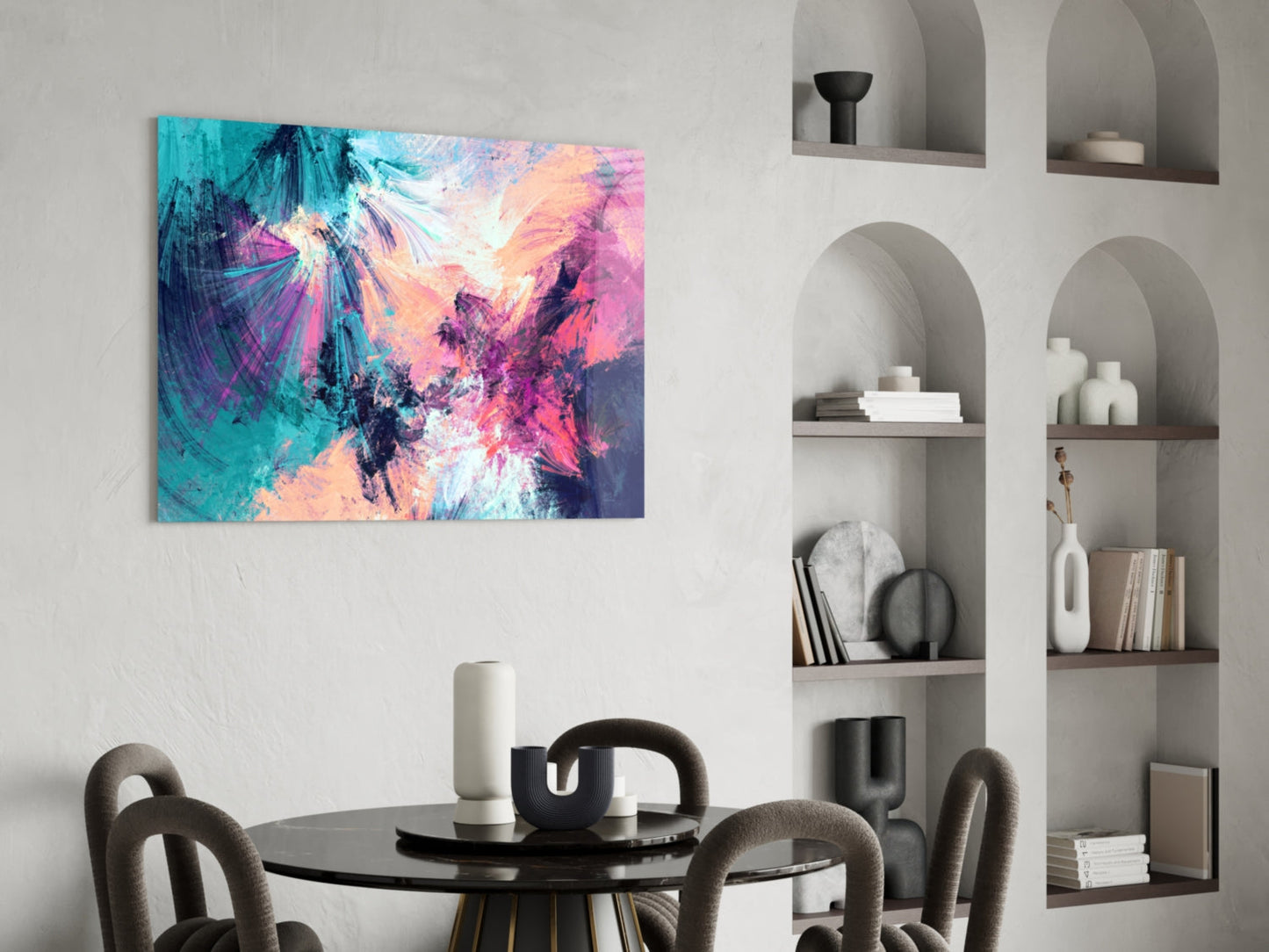Chromatic Burst Abstract Glass Wall Art