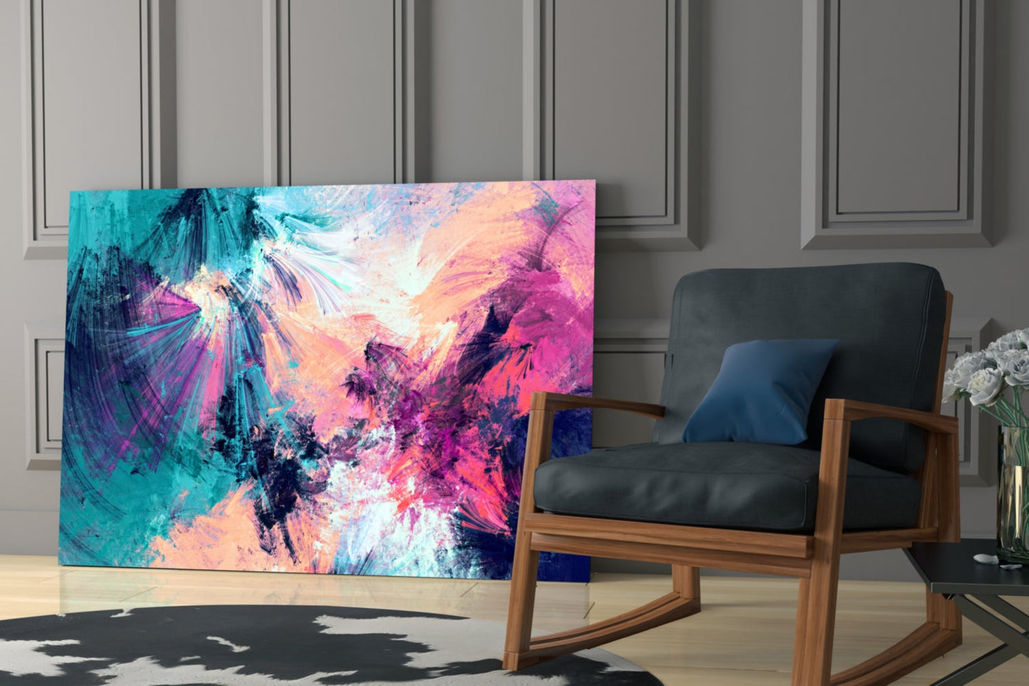 Chromatic Burst Abstract Glass Wall Art
