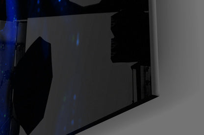 Neon Blacklight Woman Portrait Glass Wall Art