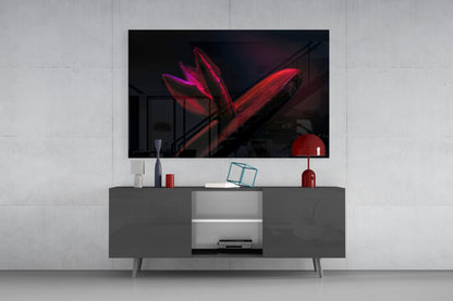 Crimson Tulip Bud Macro Glass Wall Art