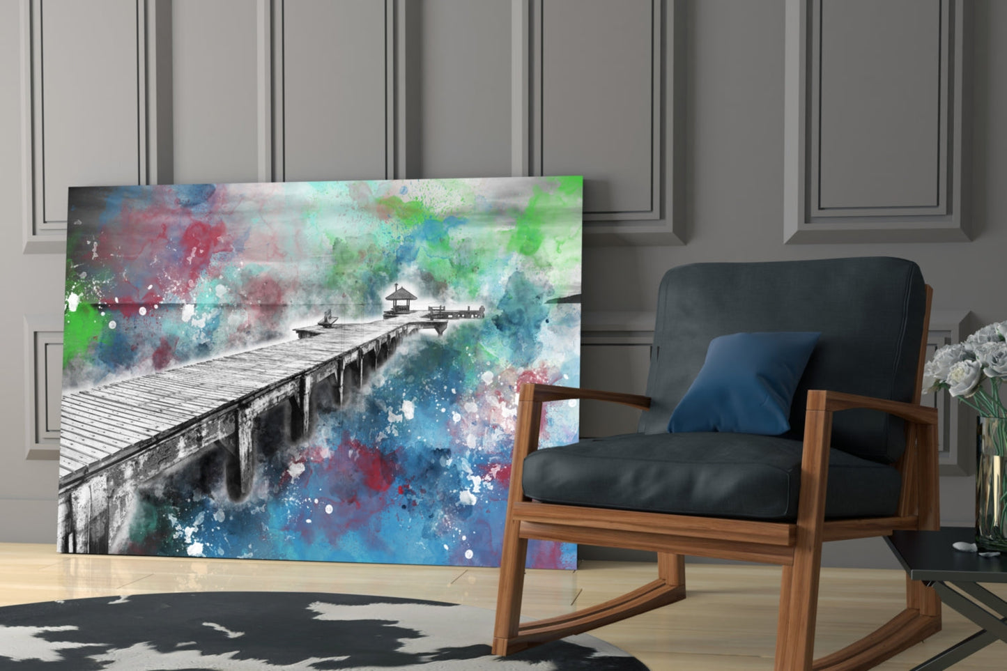 Splattered Paint Pier Glass Wall Art