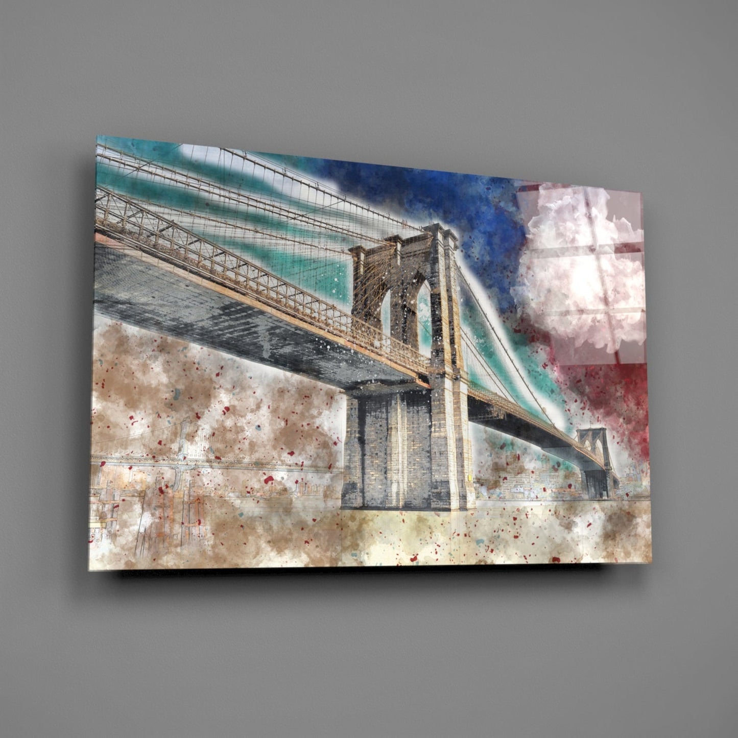 Illustration Bridge Glass Wall Art