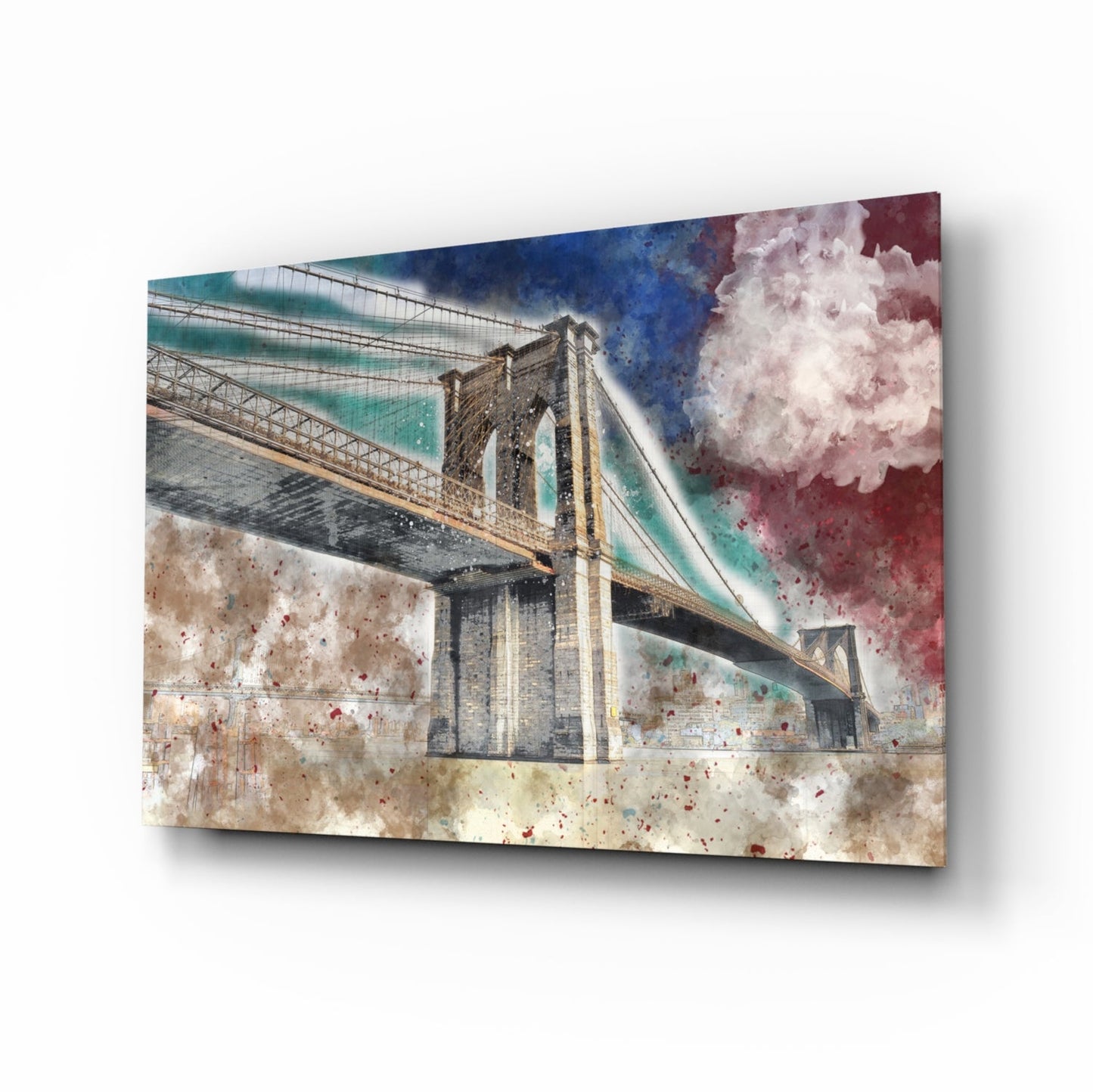 Illustration Bridge Glass Wall Art