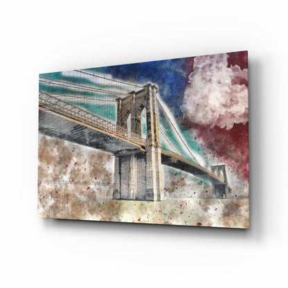 Illustration Bridge Glass Wall Art