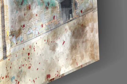 Illustration Bridge Glass Wall Art