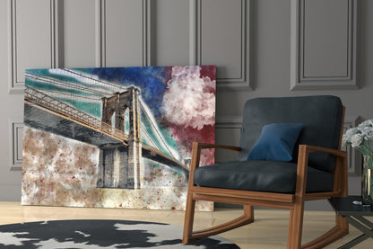 Illustration Bridge Glass Wall Art