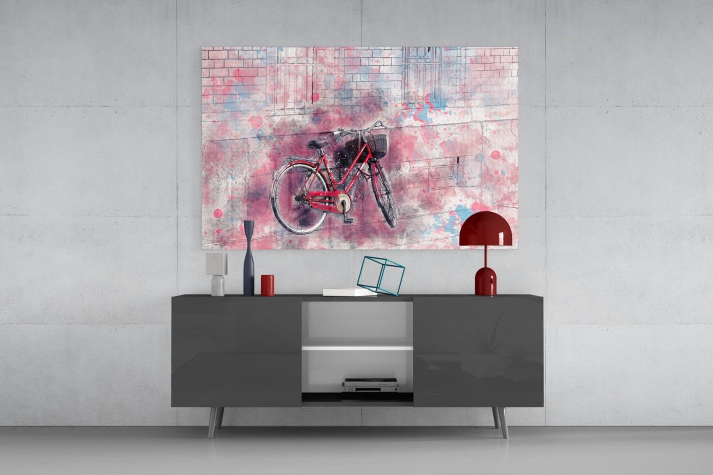 Watercolor Bicycle Glass Wall Art