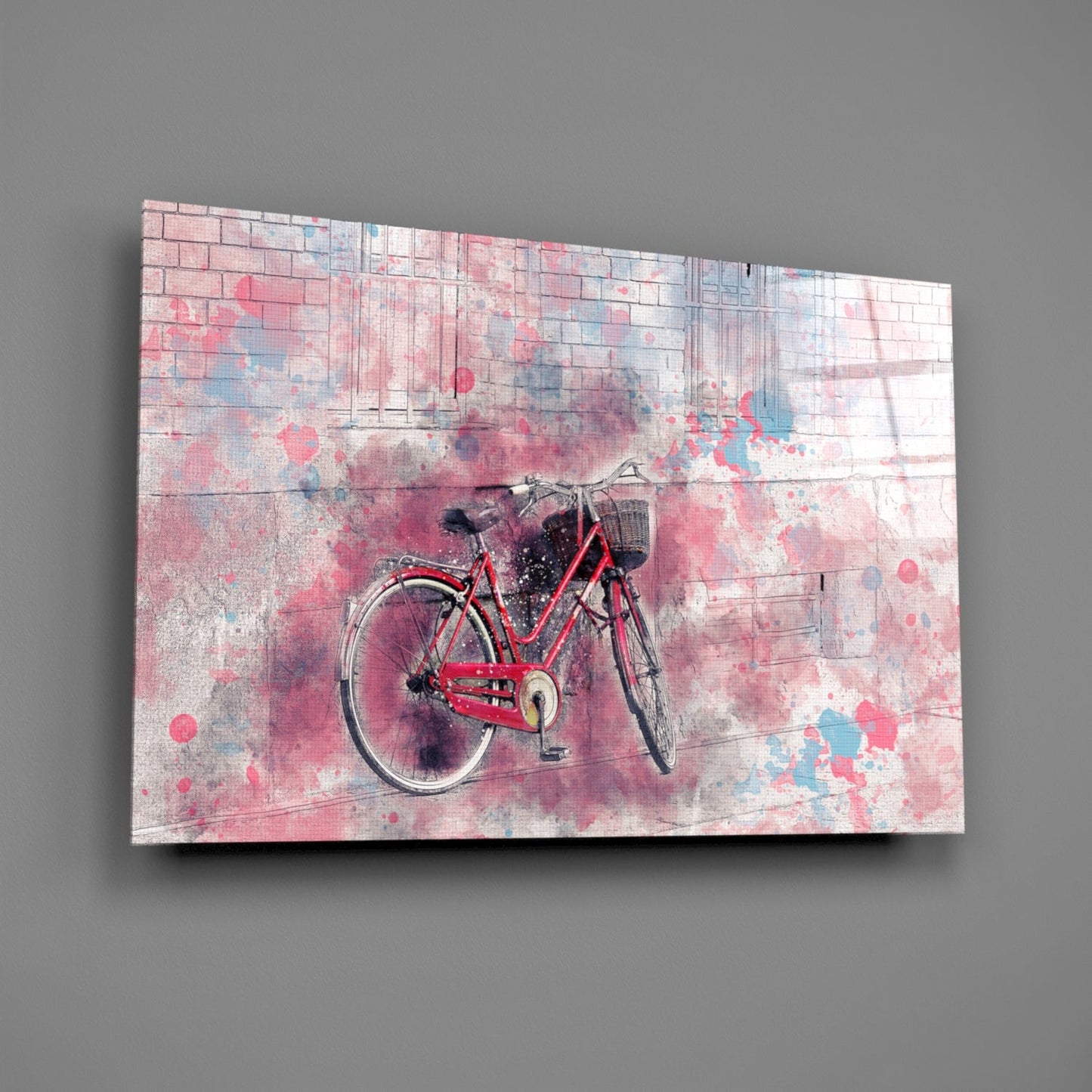 Watercolor Bicycle Glass Wall Art