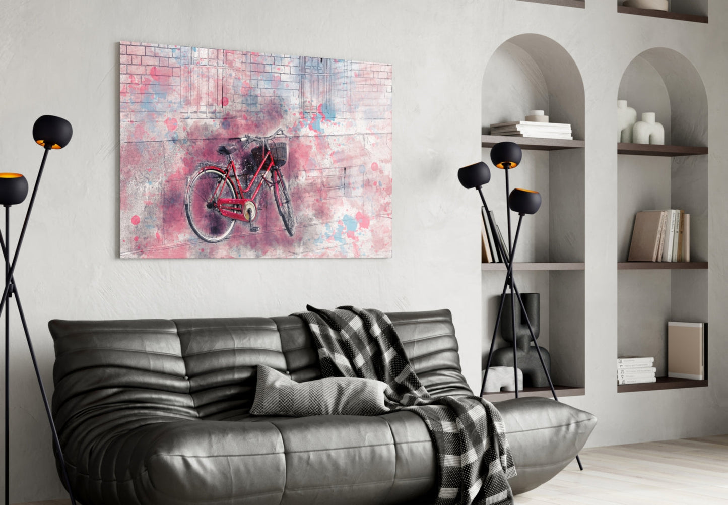 Watercolor Bicycle Glass Wall Art
