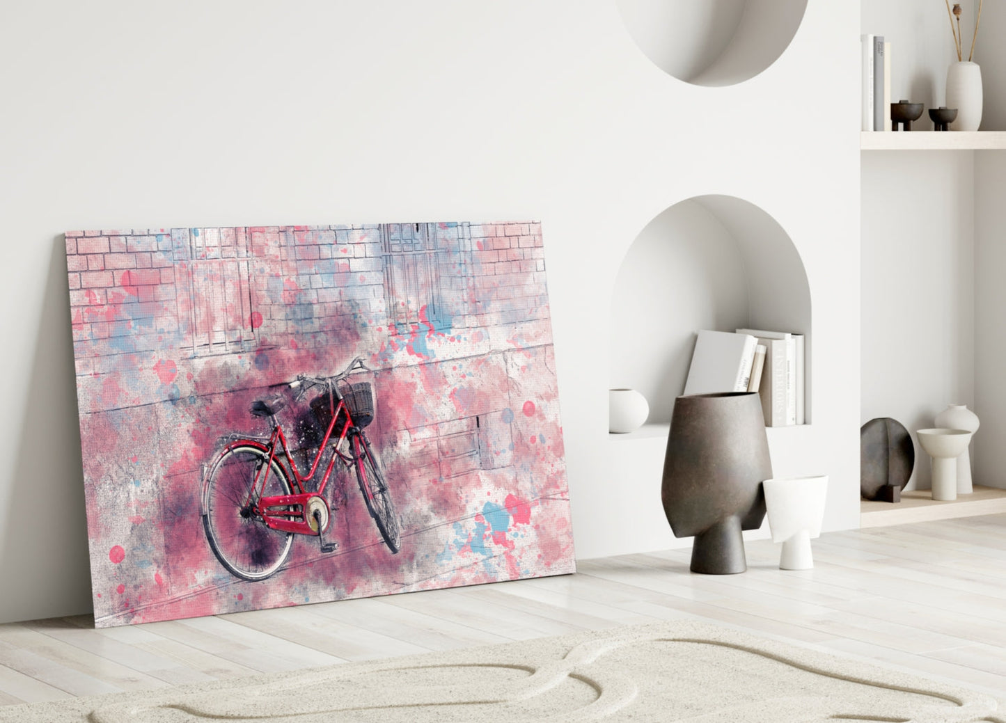 Watercolor Bicycle Glass Wall Art