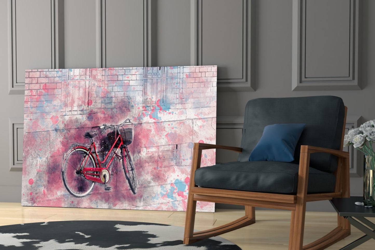 Watercolor Bicycle Glass Wall Art