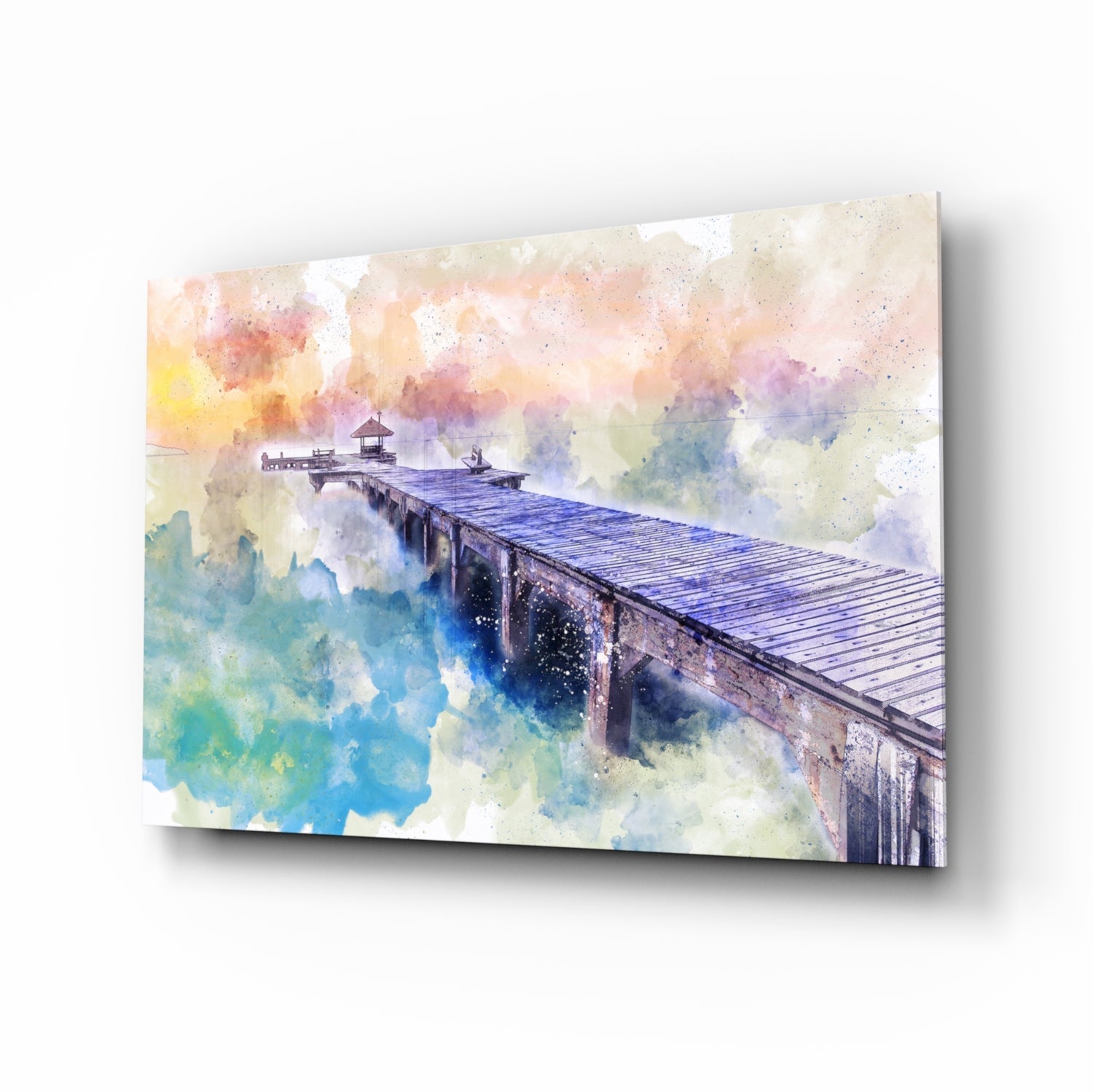 Pastel watercolor pier glass wall art