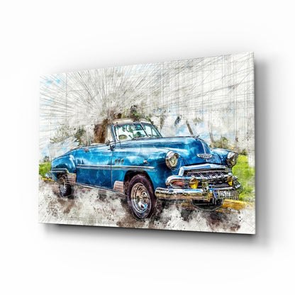 Vintage convertible sketch glass wall art