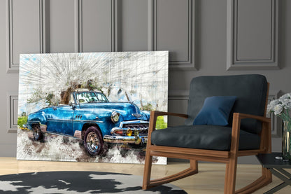Vintage Convertible Sketch Glass Wall Art