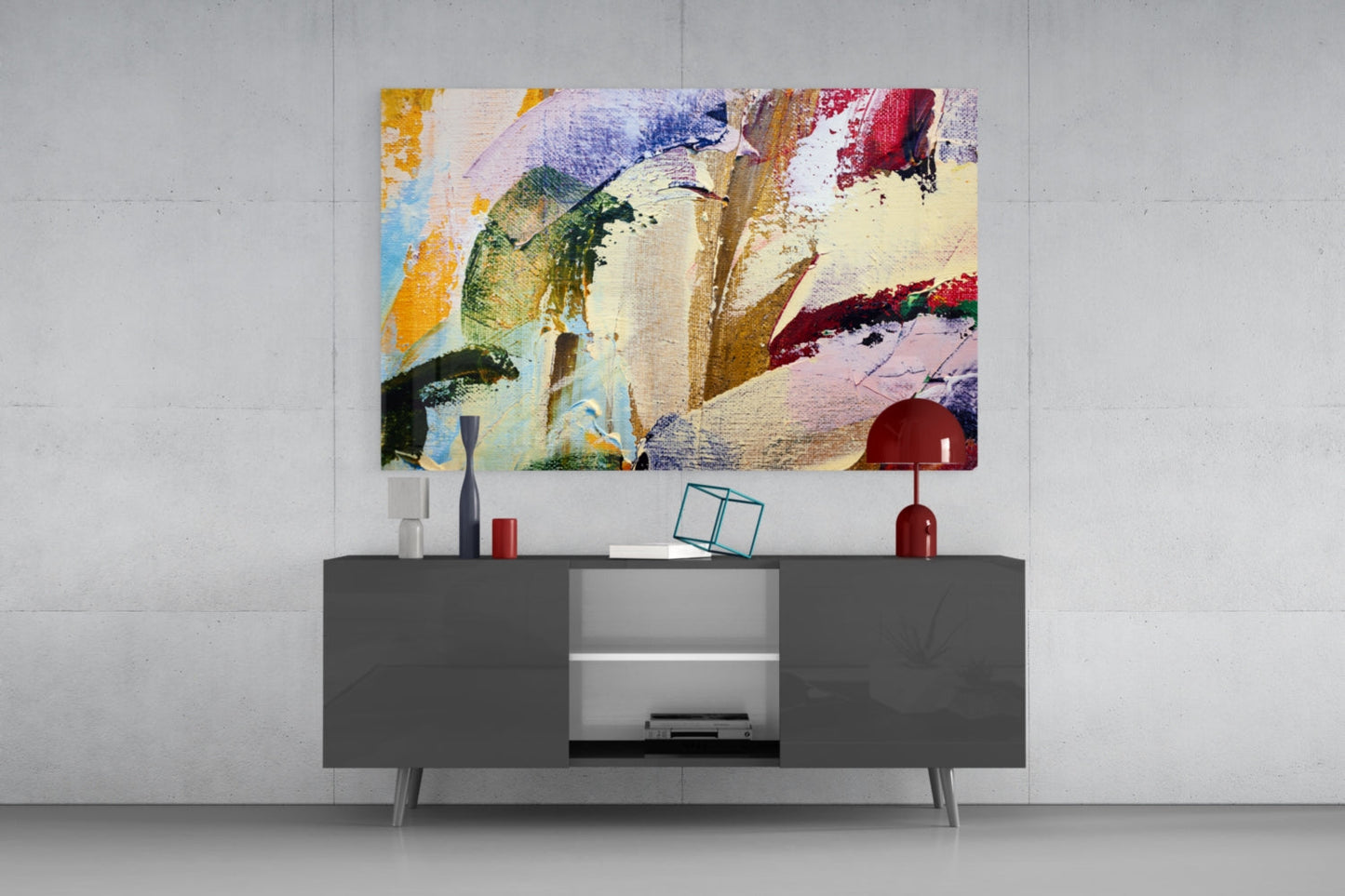 Palette Knife Multicolor Abstract Glass Wall Art