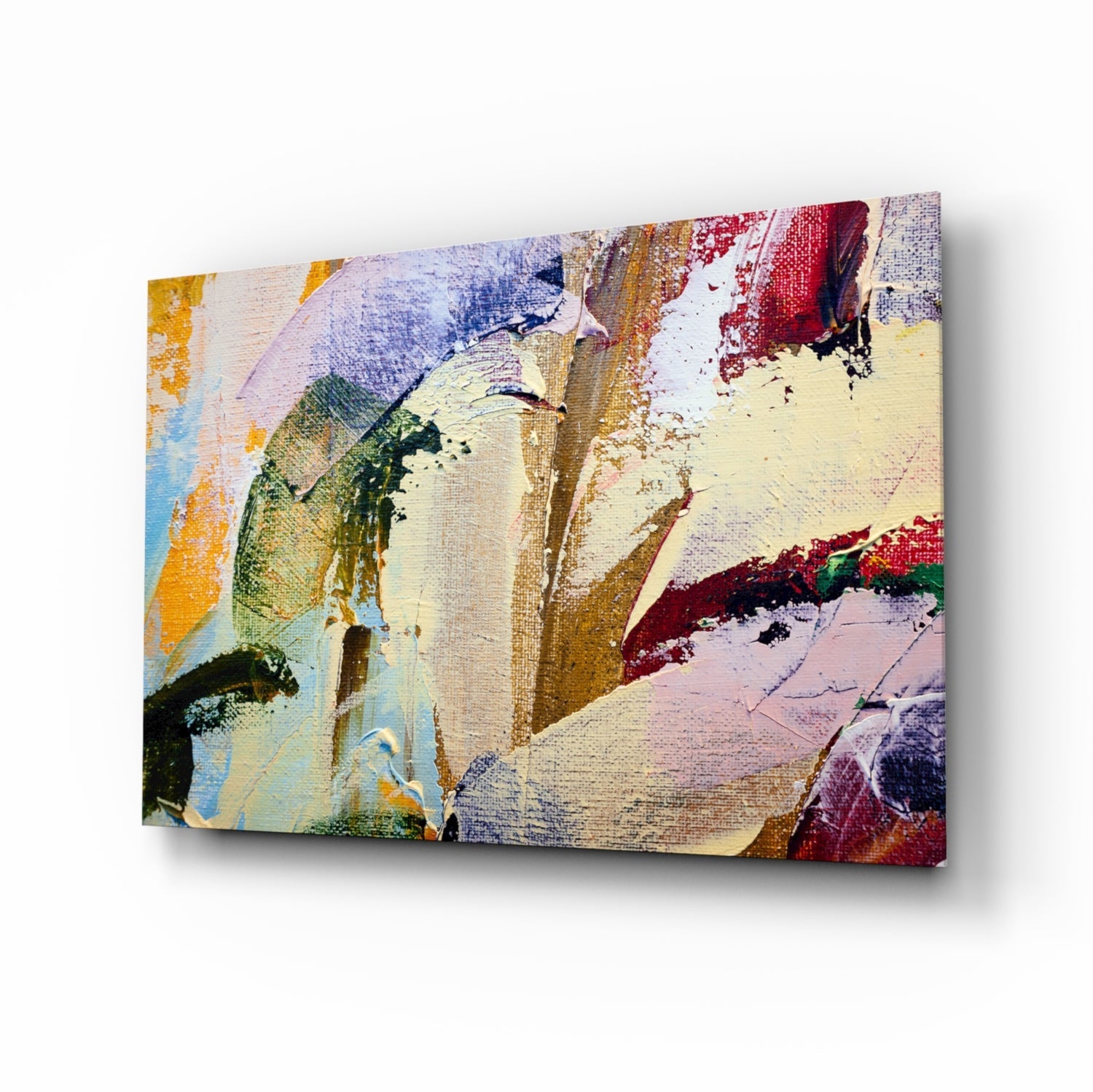 Palette knife multicolor abstract glass wall art panel