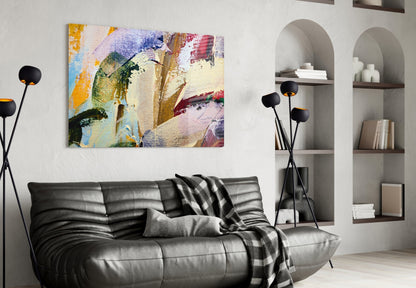 Palette Knife Multicolor Abstract Glass Wall Art