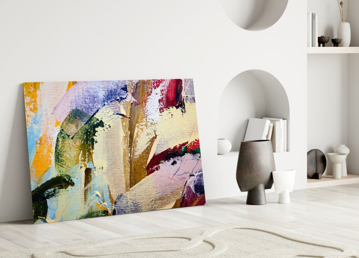 Palette Knife Multicolor Abstract Glass Wall Art