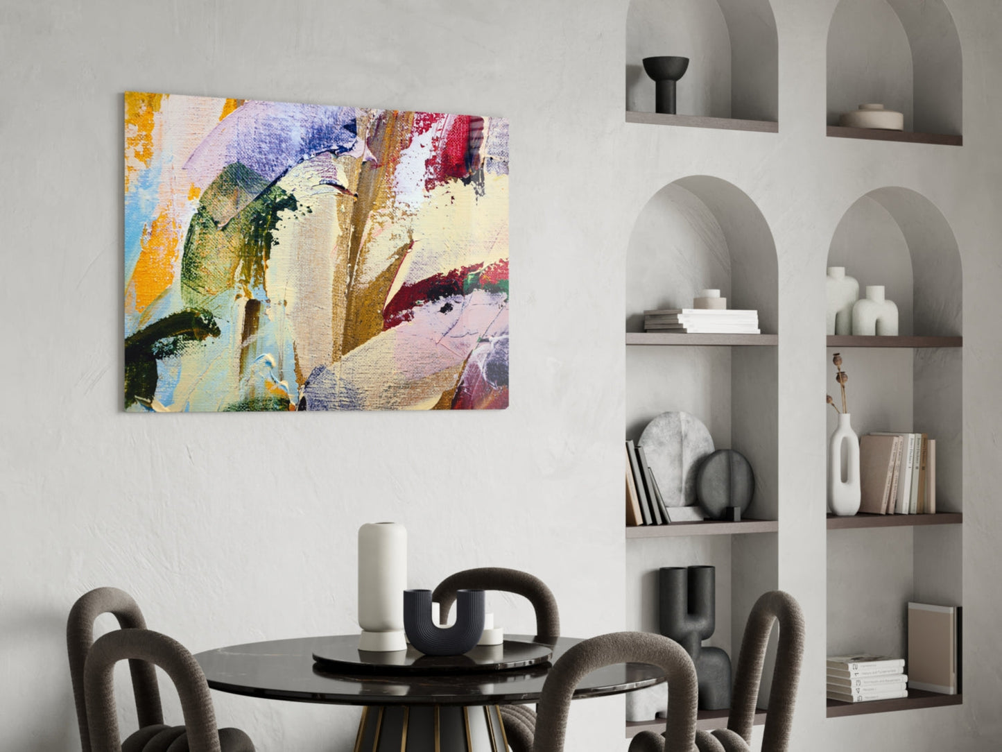 Palette Knife Multicolor Abstract Glass Wall Art