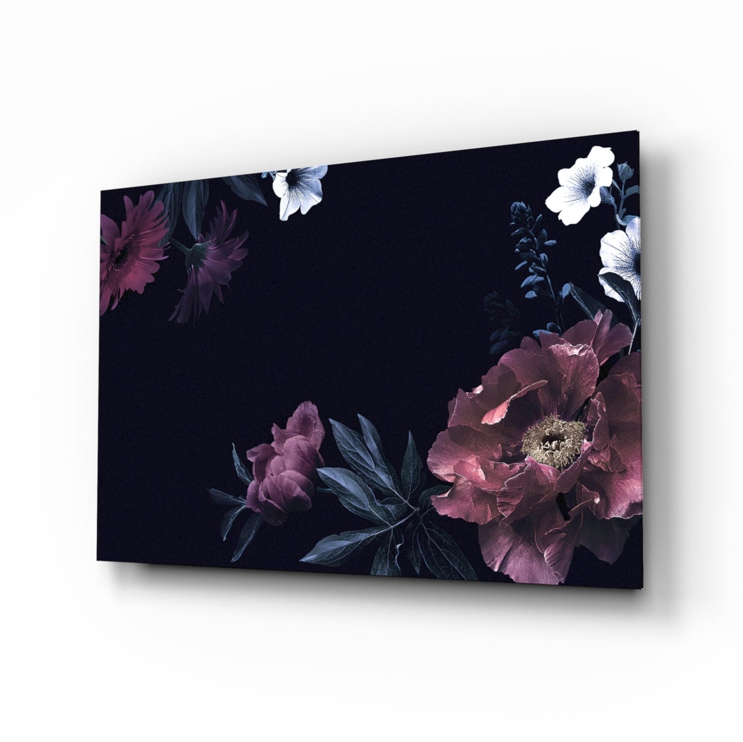 Moody Pink Peony Floral Glass Wall Art botanical print