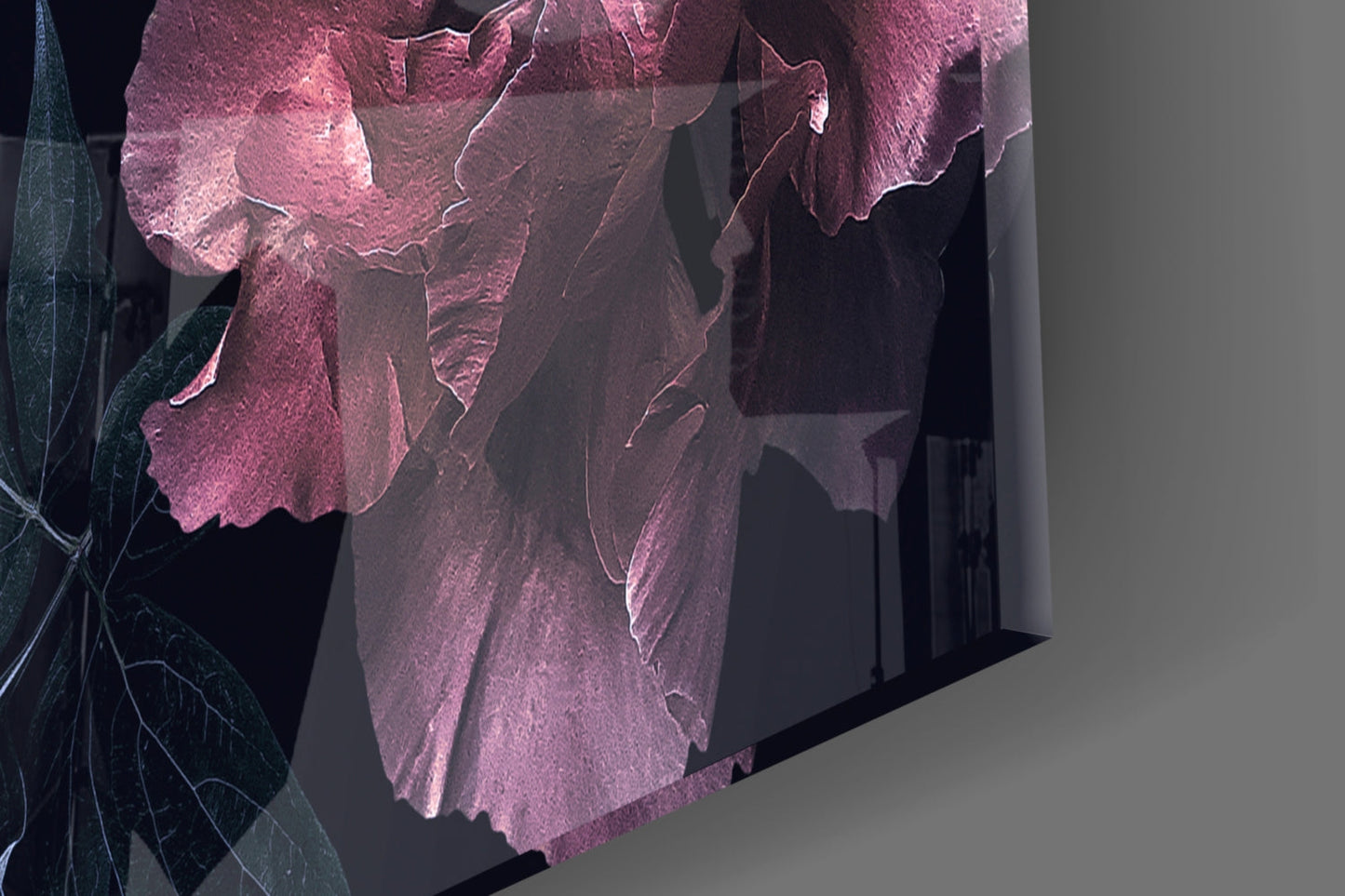 Moody Pink Peony Floral Glass Wall Art