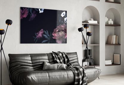 Moody Pink Peony Floral Glass Wall Art