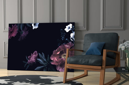 Moody Pink Peony Floral Glass Wall Art