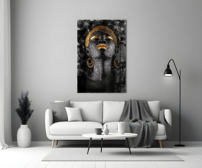 African Woman Portrait Glass Wall Art