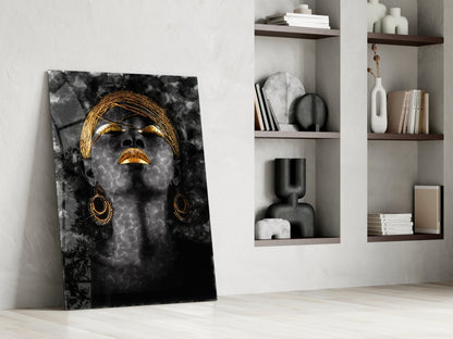 African Woman Portrait Glass Wall Art